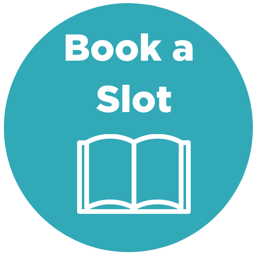 An icon of a book, with the caption 'book a slot'