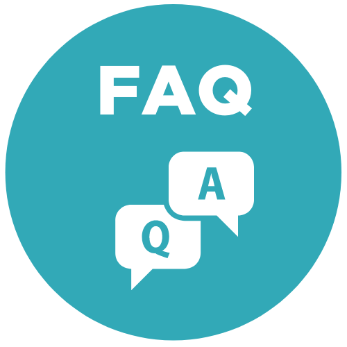 An icon showing the letters Q and A in speech bubbles, with the caption 'FAQ'