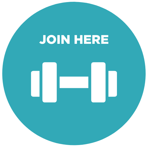 An icon showing a dumbbell, with the caption 'join here'