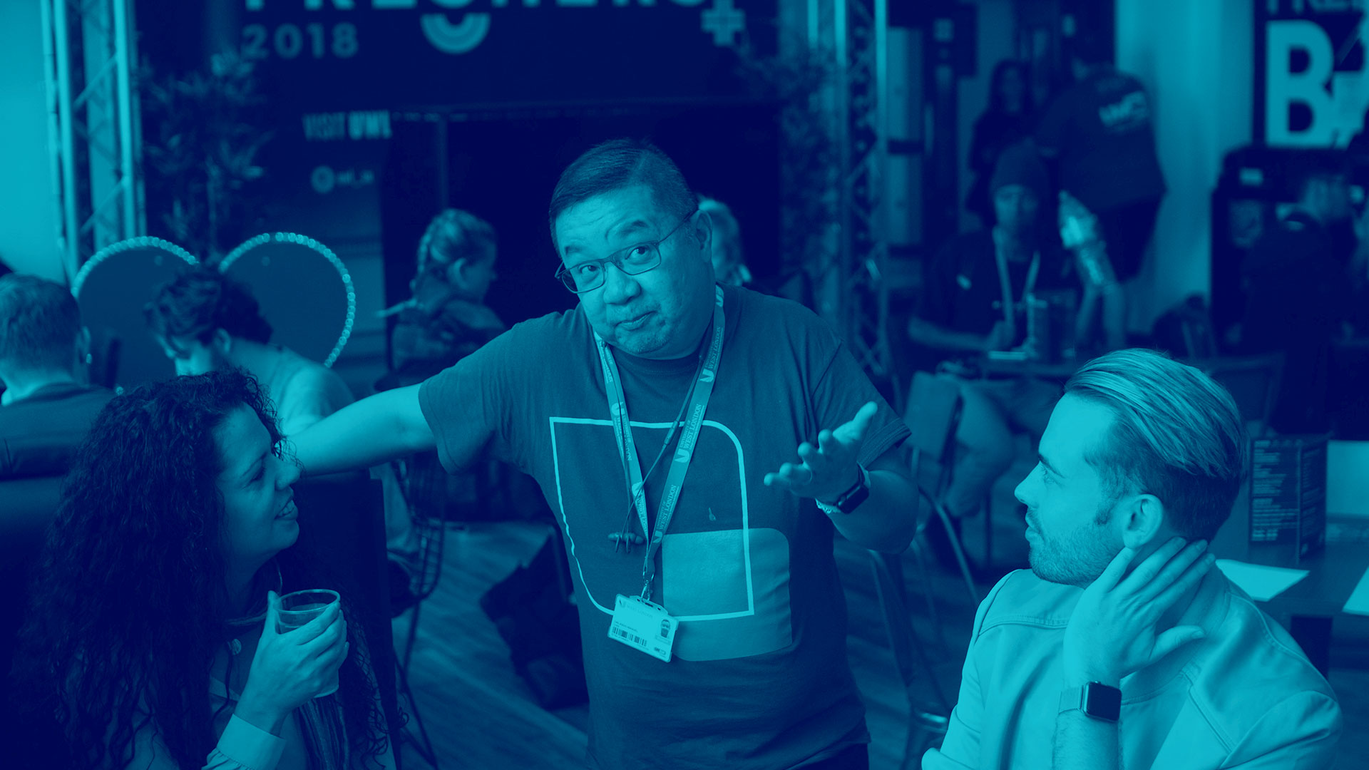 Staff talking to students