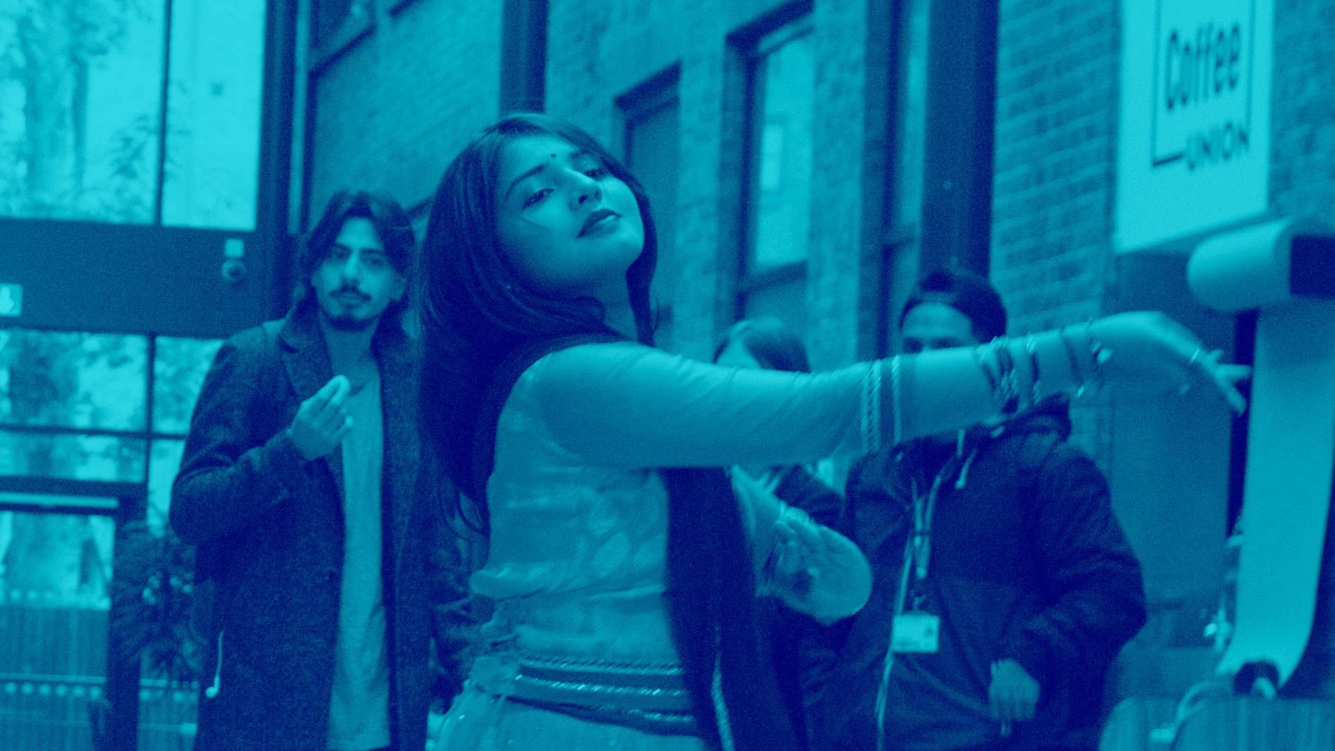 International students dancing at an outdoor event