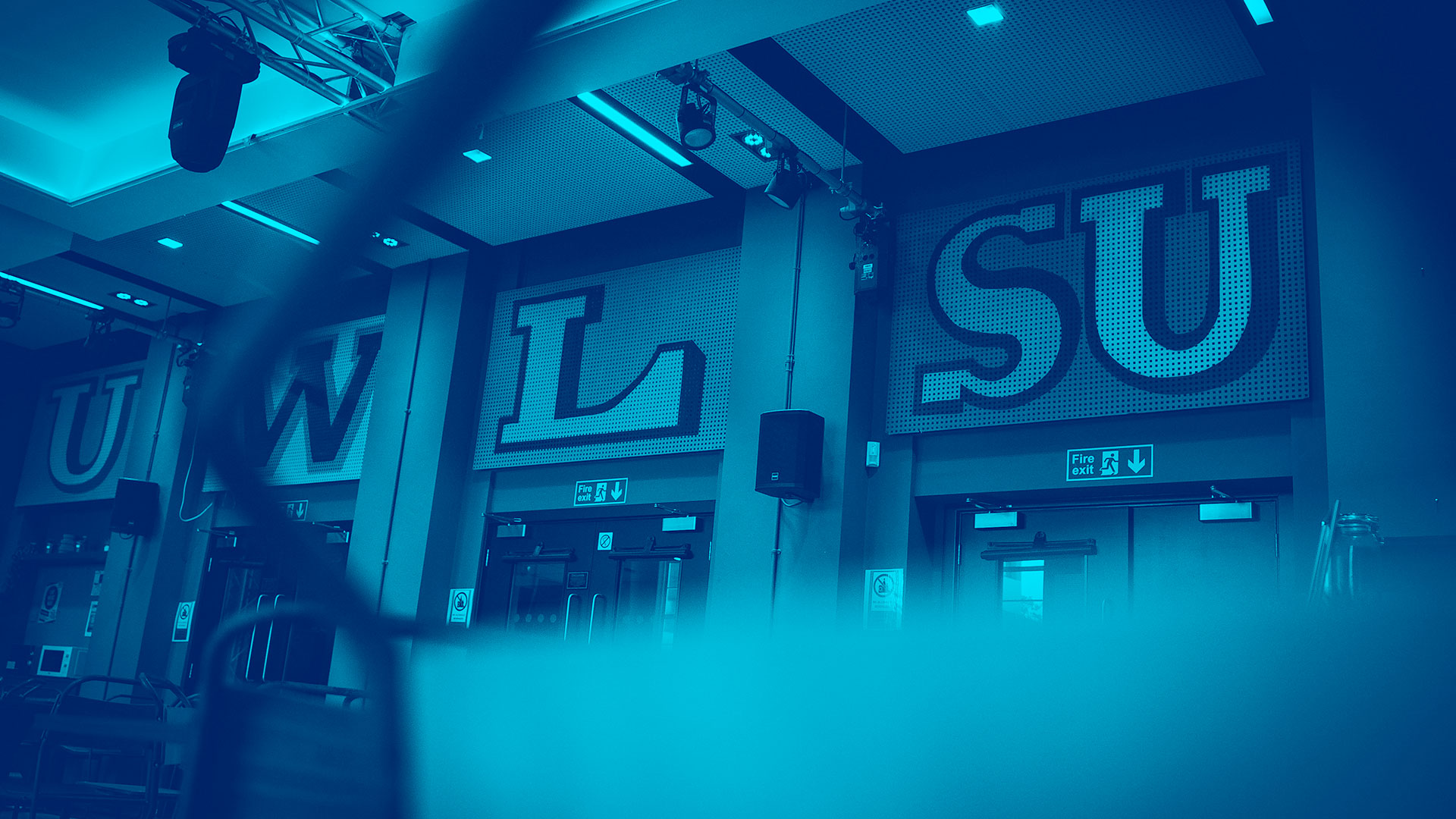 UWLSU letters on the wall in different fonts and colours